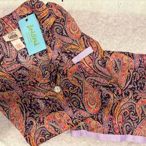 VINTAGE BedHead Pajama Set. NWT Paisley print with PurplePink and Orange Accents
